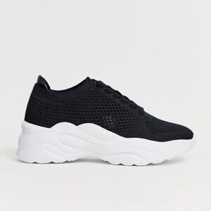 London Rebel knitted lace up runner sneakers